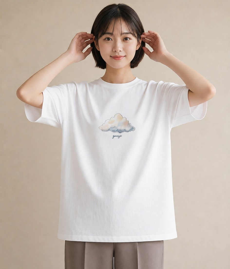 グラフィックTシャツ レディース 窓辺の雨 雨の日 窓 ナチュラル アンティーク イラスト 水彩風 デート 帰省 白T