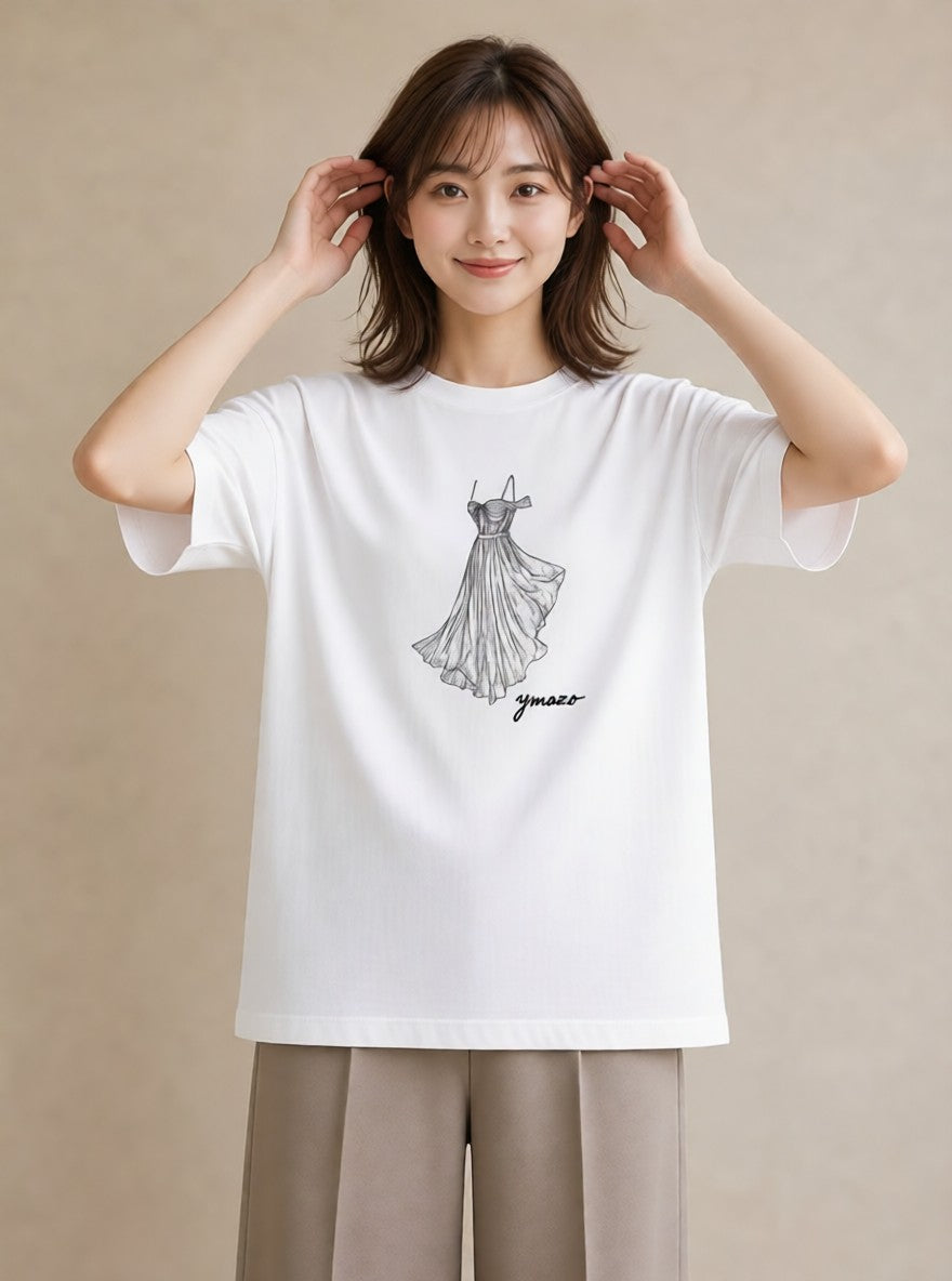 グラフィックTシャツ レディース バレエシューズ バレエ トウシューズ ナチュラル アンティーク イラスト 上品 親子 20代 白T