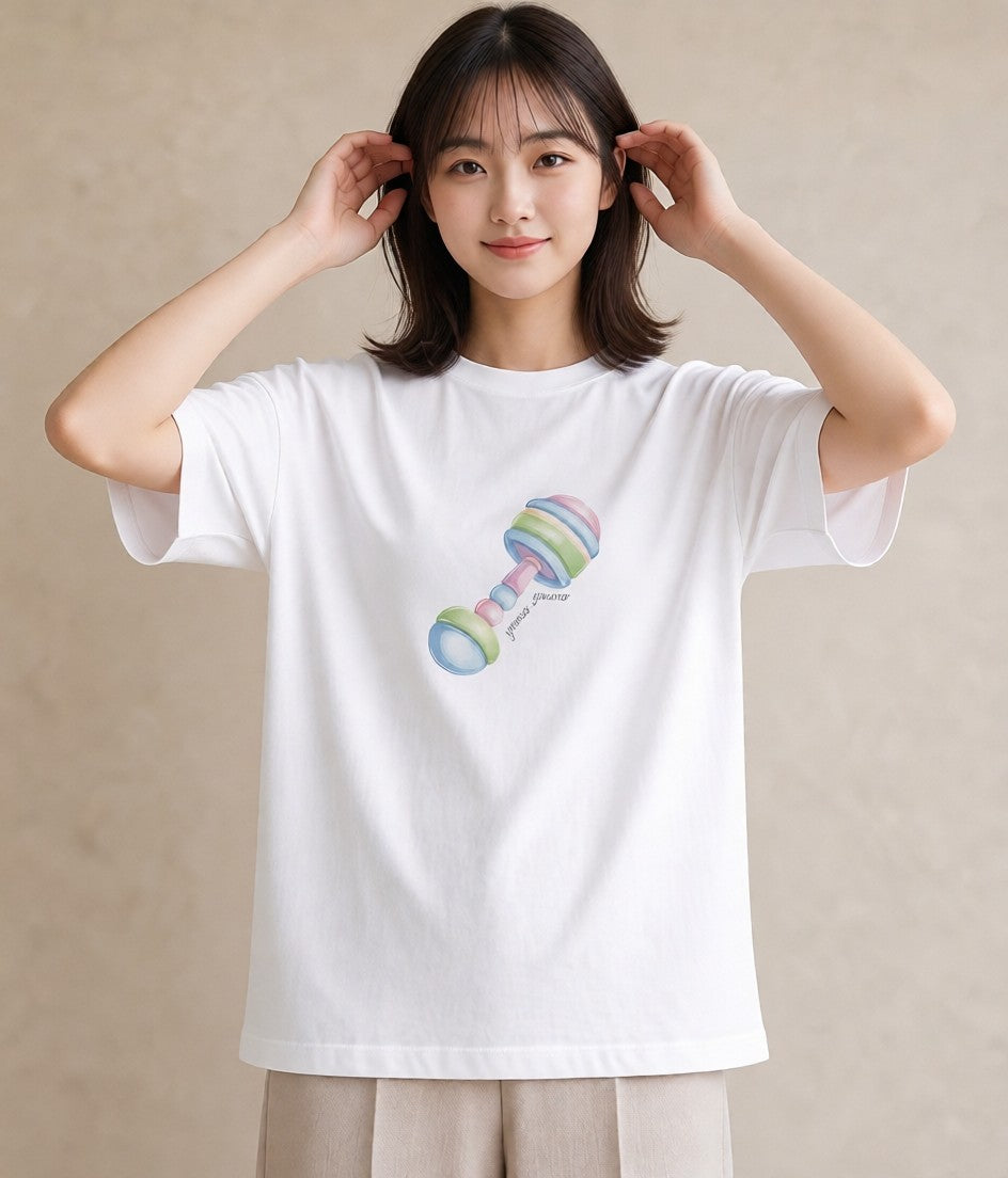 グラフィックTシャツ レディース マカロン 食べ物 フード イラスト きれいめ 買い物 夏コーデ 白T
