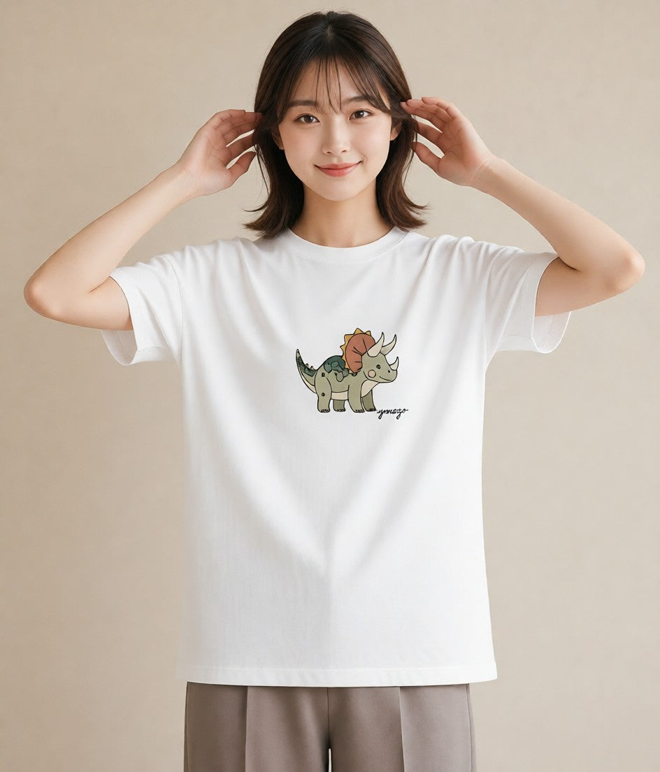 グラフィックTシャツ レディース サイ 動物 アニマル イラスト シンプル 海 カフェ巡り 白T