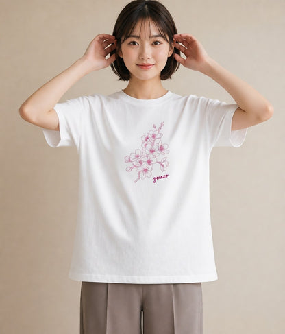 グラフィックTシャツ レディース さくら 桜 桜の枝 イラスト 可愛い ホワイトデー 春服 白T
