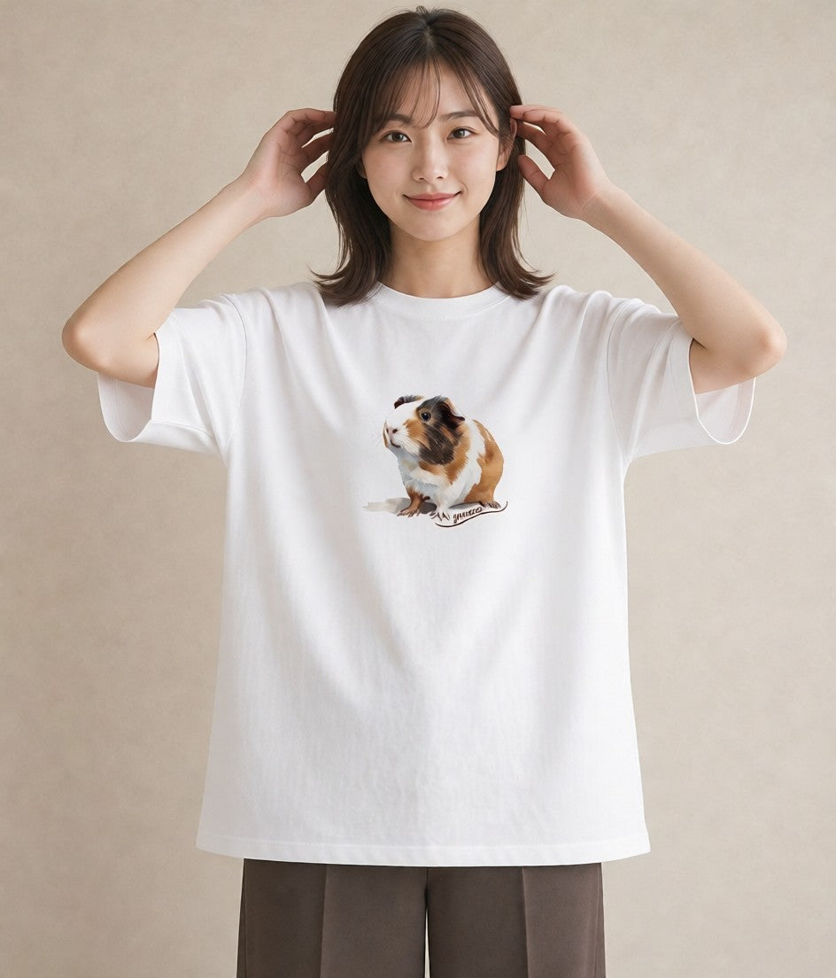 プリントTシャツ レディース デグー ペット 動物 イラスト カフェコーデ 旅行用 海 白T