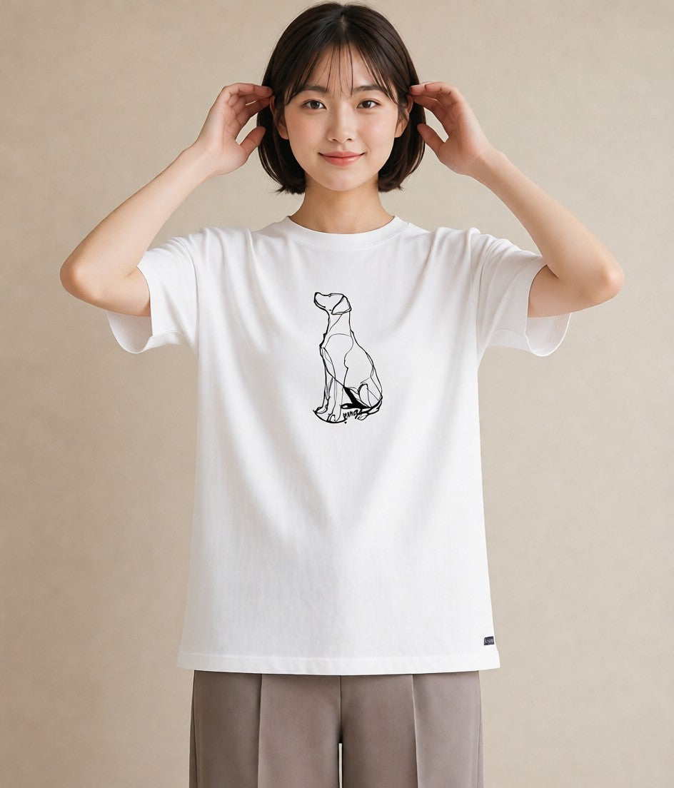 デザインTシャツ レディース 犬 いぬ わんこ イラスト ポップ 海 カフェ巡り 白T