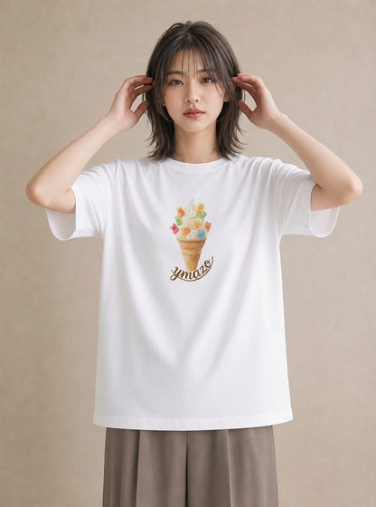 グラフィックTシャツ レディース キャンディ 食べ物 フード イラスト ラフカジュアル 綿100 デート 白T