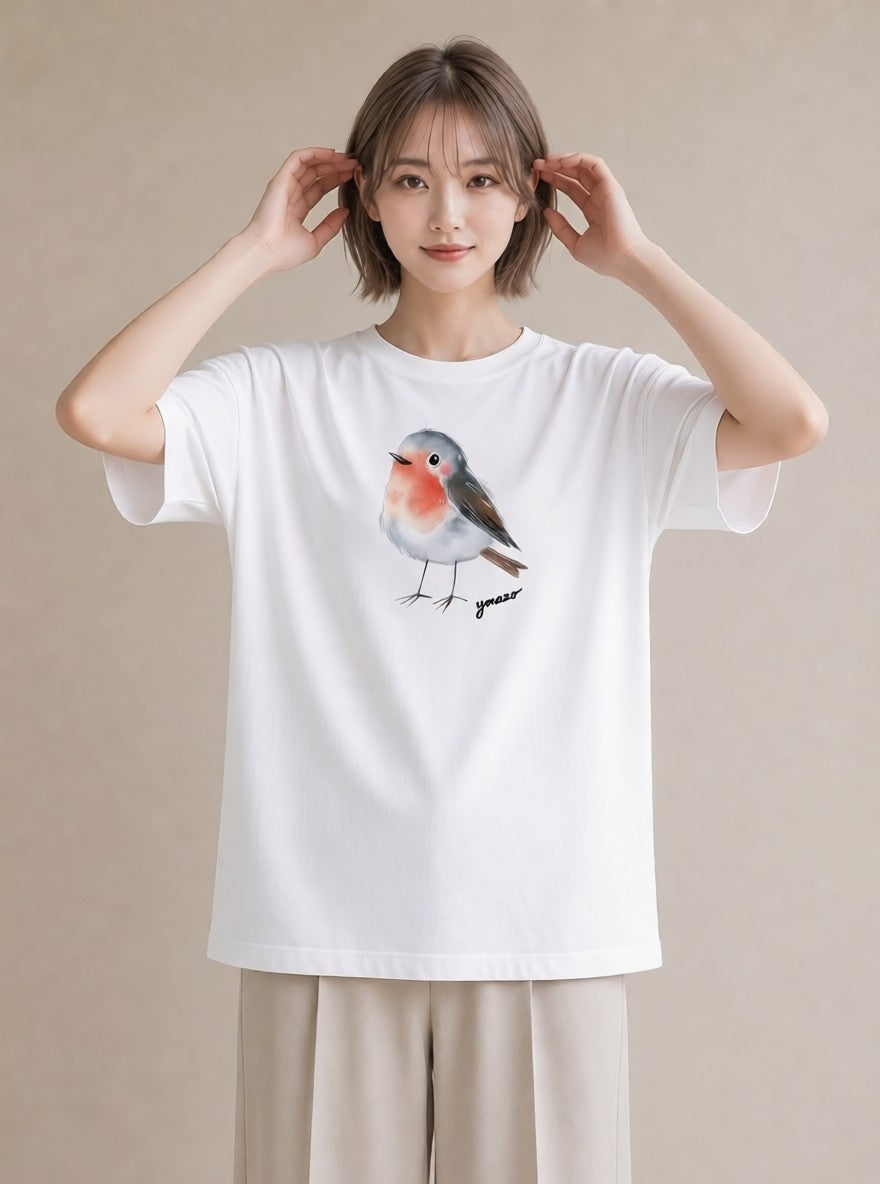 Tシャツ レディース 桜文鳥 ペット 動物 イラスト 韓国風 部屋着 女性向けギフト 白T
