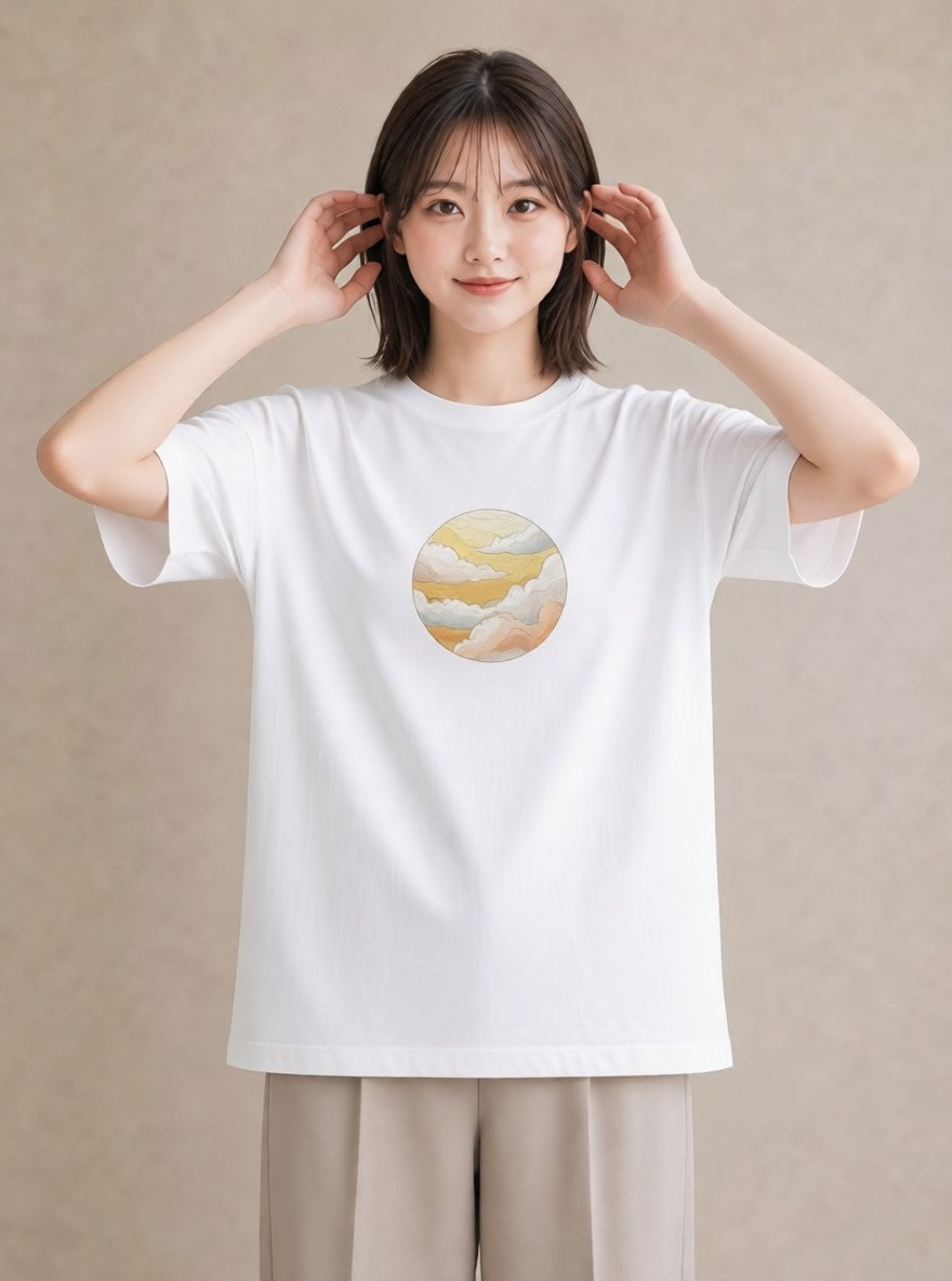 Tシャツ レディース 地球 星空 宇宙 イラスト ラフ 週末コーデ 敬老の日 白T