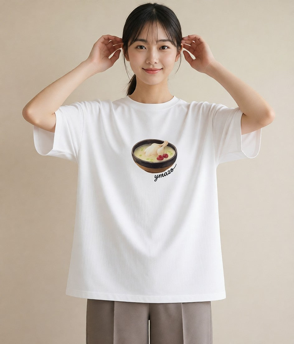 デザインTシャツ レディース あんみつ 食べ物 フード イラスト 線画 お出かけ 普段着 白T