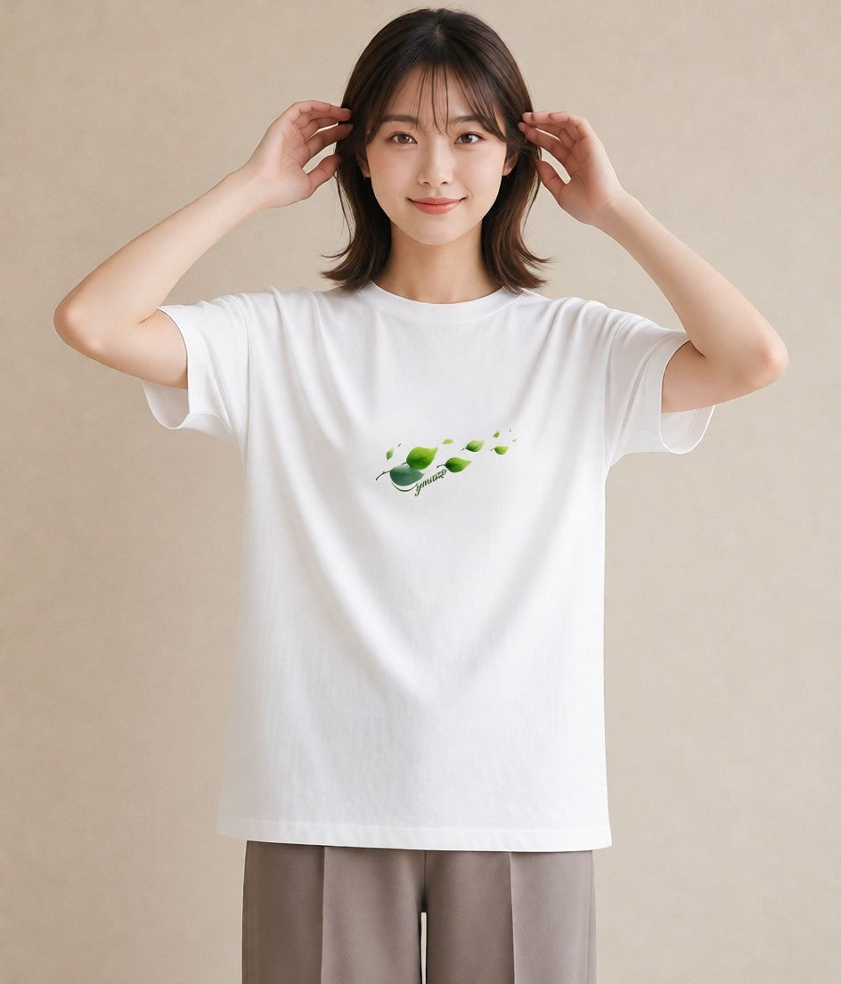 グラフィックTシャツ レディース 葉っぱ 植物 ボタニカル イラスト 可愛い デイリーウェア 休日 白T