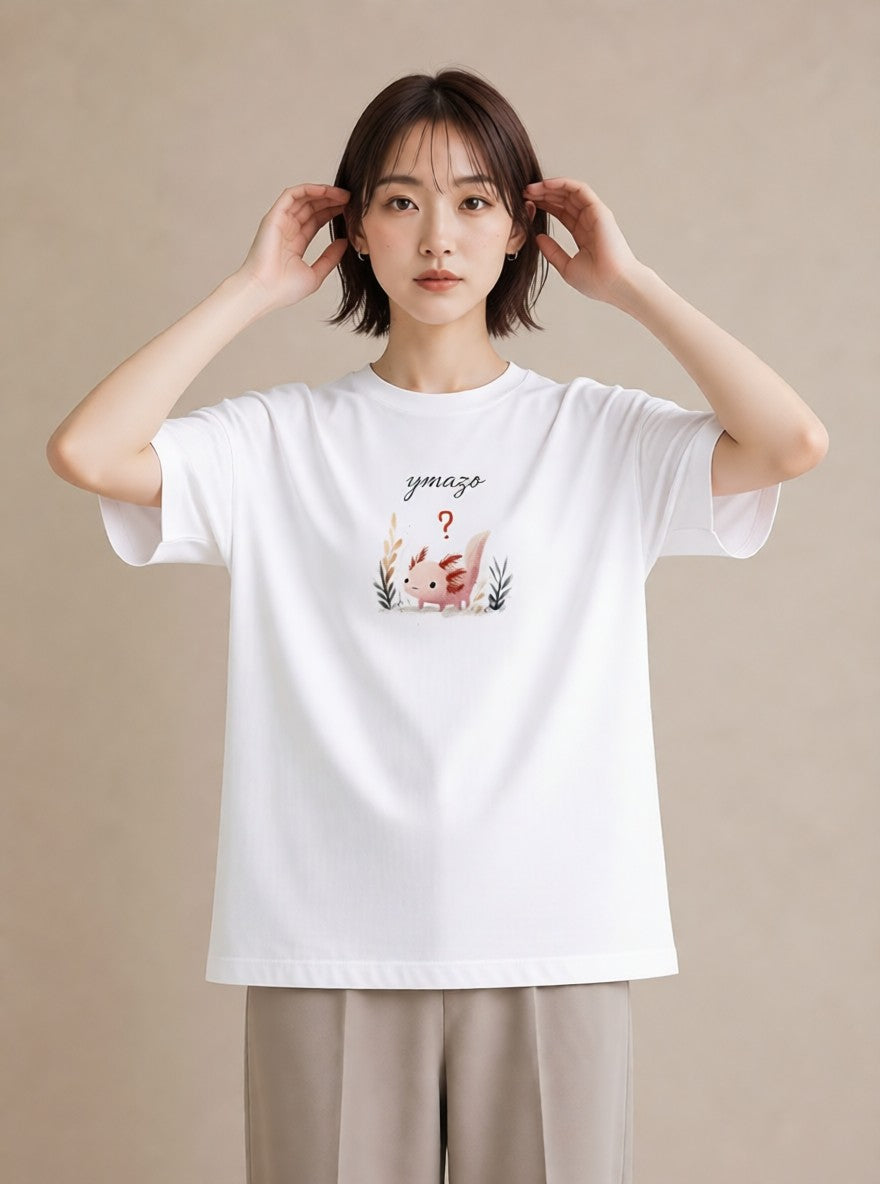 グラフィックTシャツ レディース ウーパールーパー ペット 動物 イラスト ヴィンテージ風 お出かけ 普段着 白T