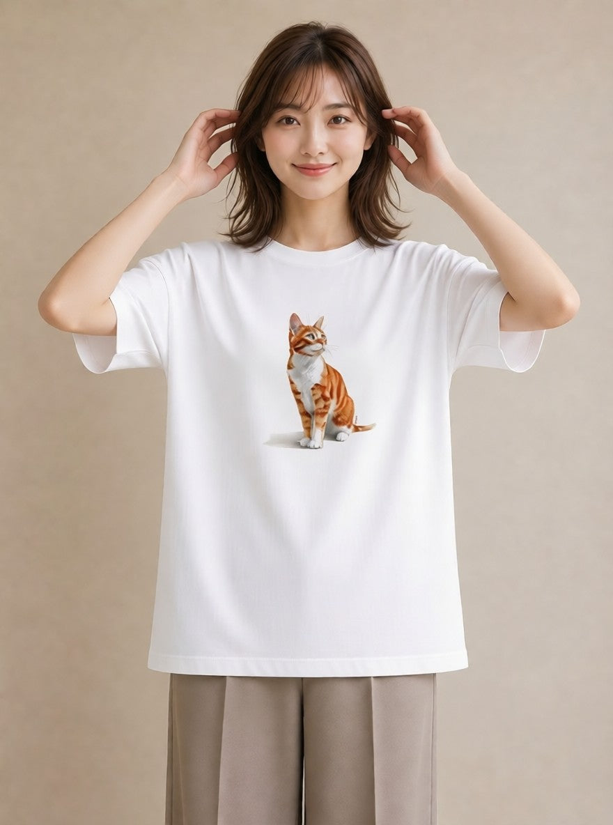 プリントTシャツ レディース 愛猫 猫 ねこ イラスト 手描き風 社会人 女性 白T