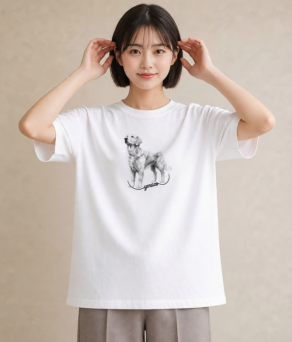 Tシャツ レディース ゴールデンレトリバー ゴールデン 犬 いぬ イラスト きれいめ 母の日 ビーチ 白T