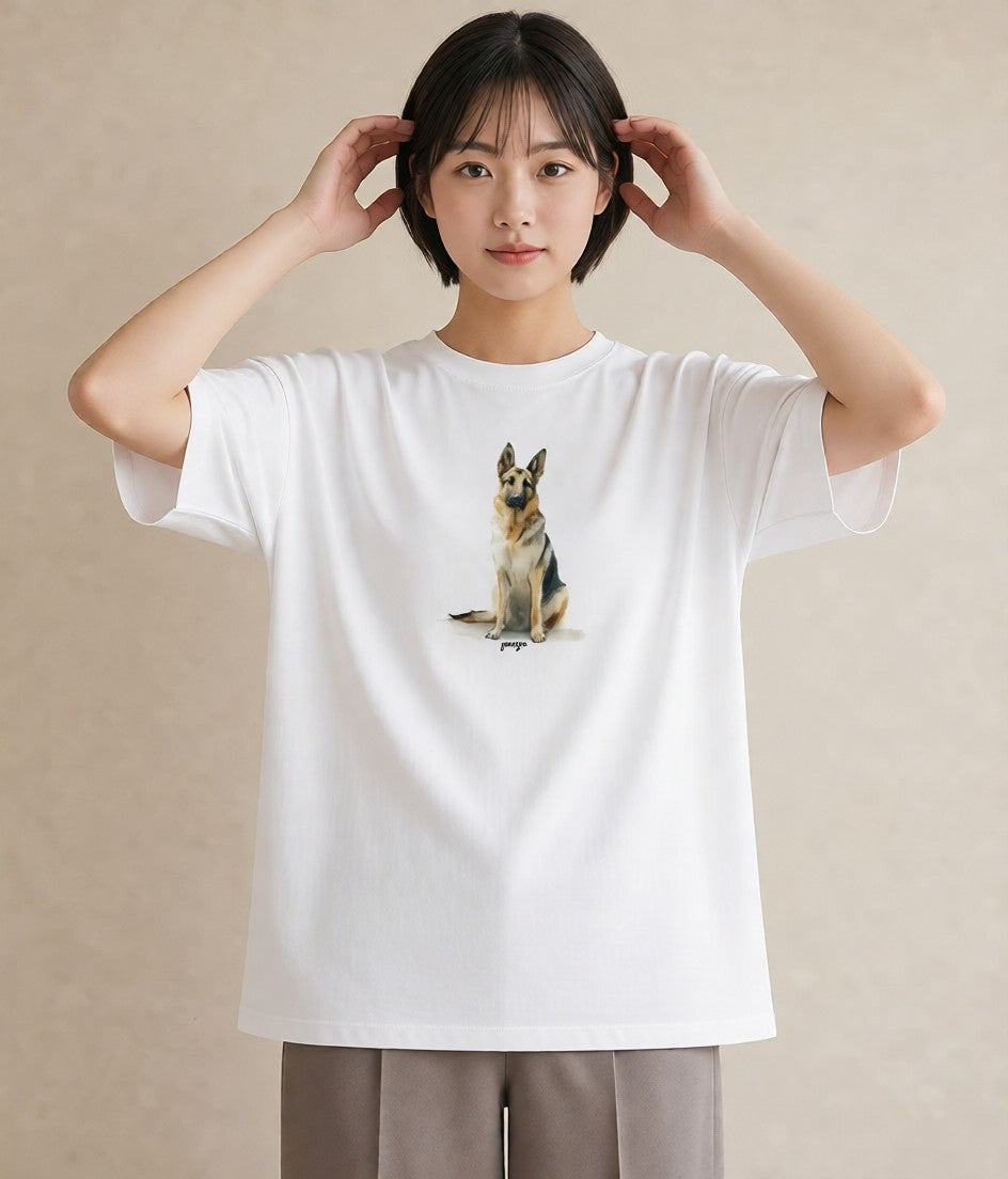 デザインTシャツ レディース 愛犬 犬 いぬ イラスト ゆるコーデ カフェ服 クリスマス 白T
