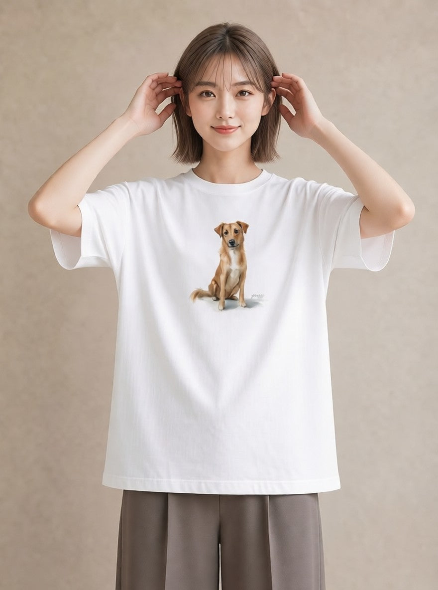 Tシャツ レディース 犬好き 犬 いぬ イラスト ゆるコーデ 送別ギフト 通勤 白T