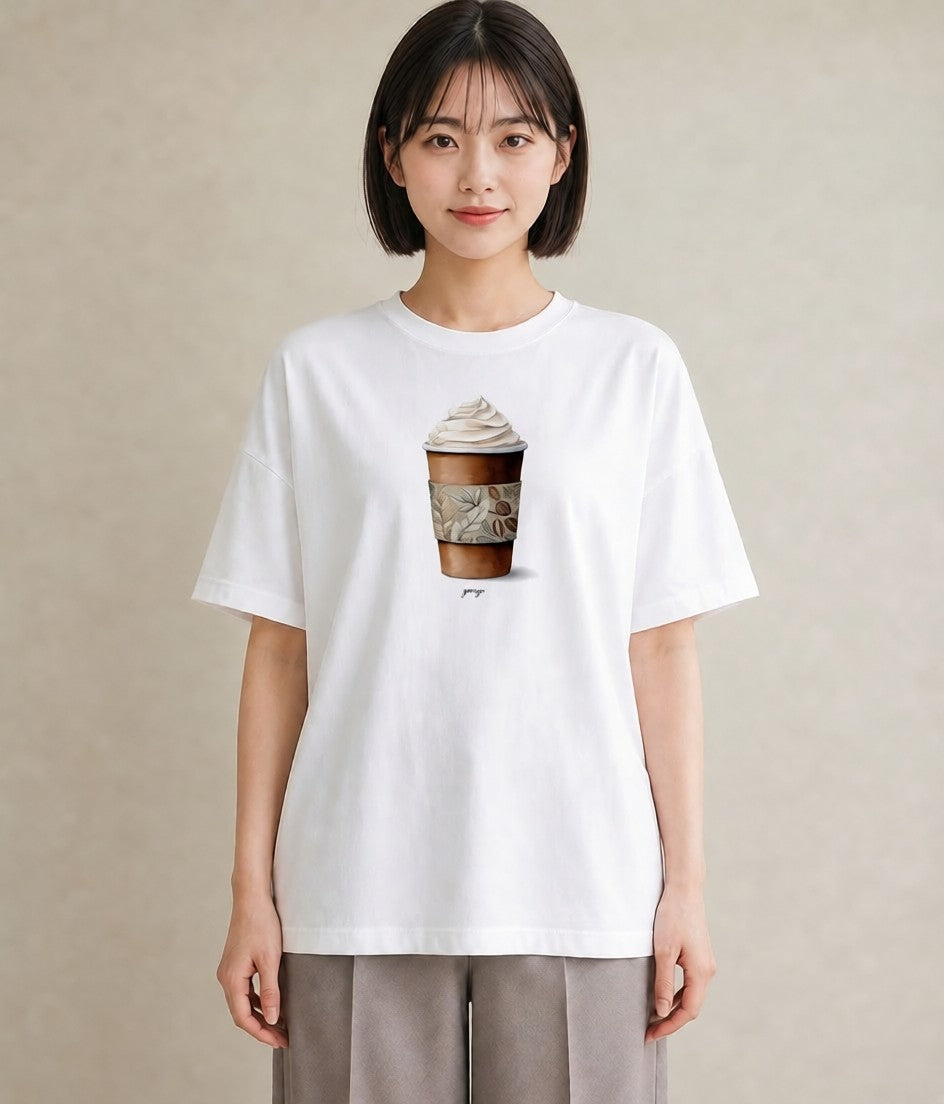 Tシャツ レディース コーヒー 珈琲 カフェ 食べ物 フード イラスト 手描き風 ギフト 母の日 白T