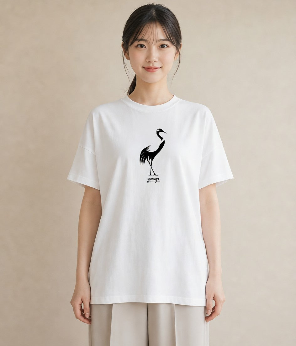 半袖Tシャツ レディース 折り鶴 折り紙 ナチュラル アンティーク イラスト ニュアンス 散歩 お出かけ 白T