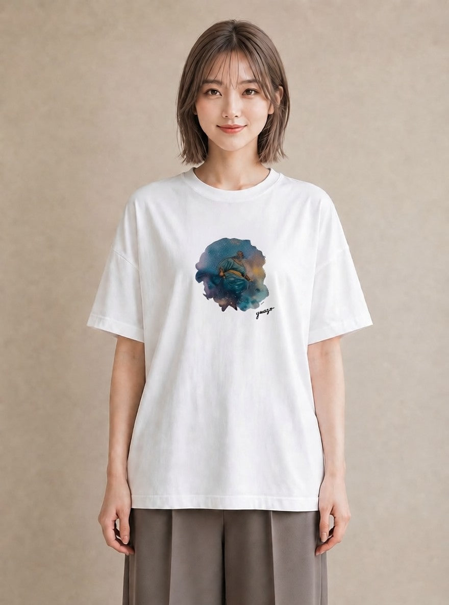 半袖Tシャツ レディース 魚座 星空 宇宙 イラスト 抜け感 ミセス 春コーデ 白T
