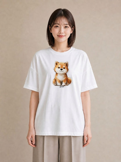 グラフィックTシャツ レディース 子犬 犬 いぬ イラスト お洒落 旅行 母娘コーデ 白T