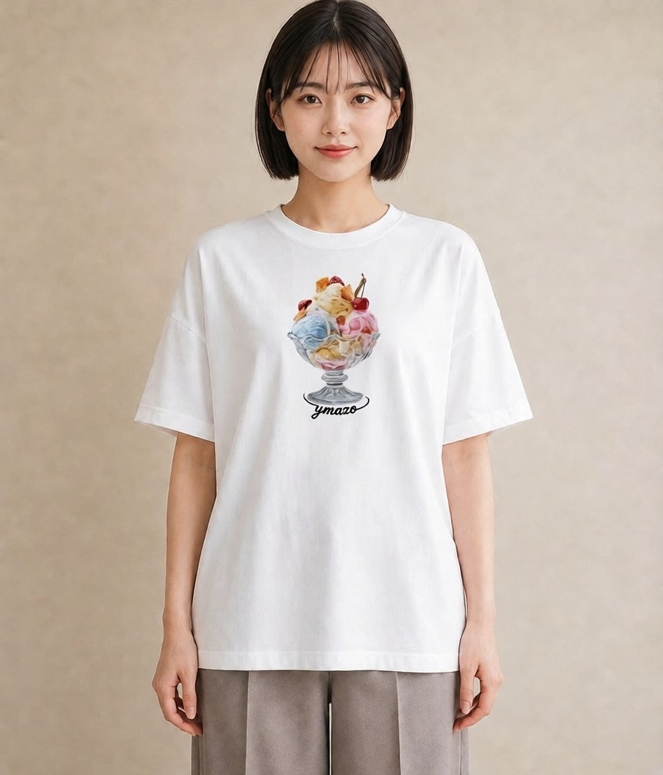 デザインTシャツ レディース ソフトクリーム 食べ物 フード イラスト フェミニン お出かけ 普段着 白T
