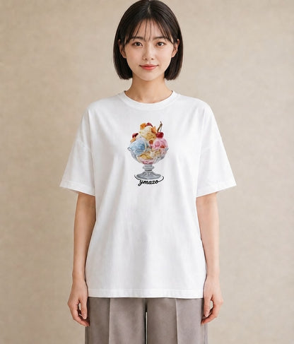 デザインTシャツ レディース ソフトクリーム 食べ物 フード イラスト フェミニン お出かけ 普段着 白T