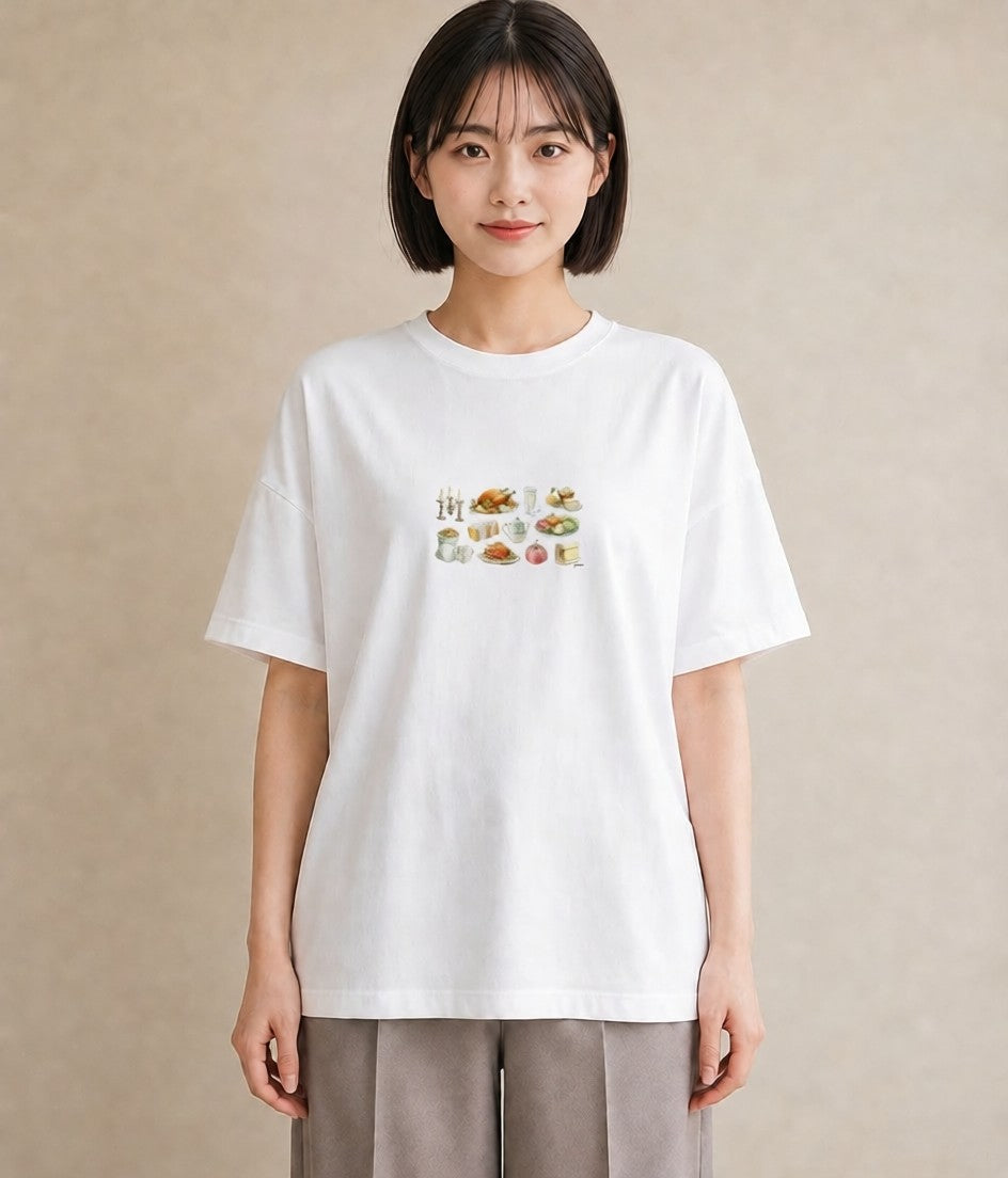 Tシャツ レディース 実り 植物 ボタニカル イラスト 水彩風 公園 ママ 白T