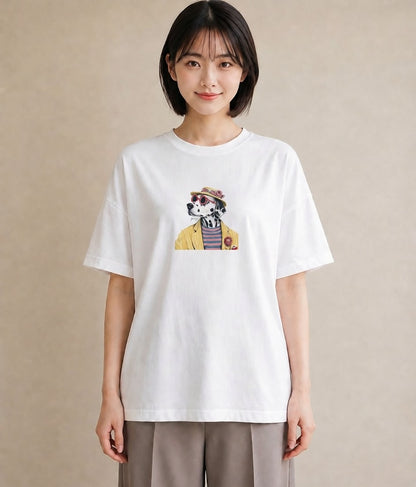 グラフィックTシャツ レディース ダルメシアン 犬 いぬ イラスト 個性的 友達ギフト 部屋着 白T