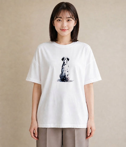 デザインTシャツ レディース ダルメシアン 犬 いぬ イラスト ボタニカル 夏コーデ 通学 白T