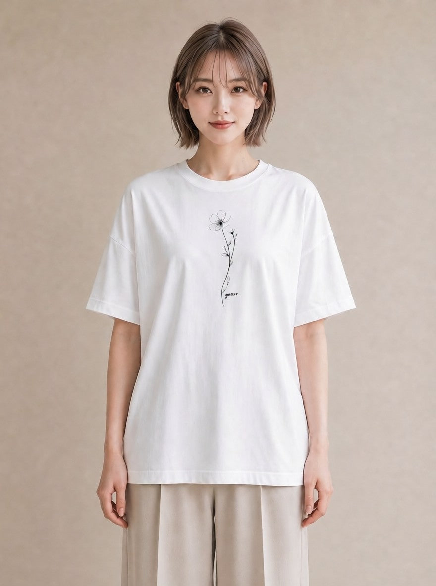 半袖Tシャツ レディース さくら 桜 桜の枝 イラスト ポップ 帰省 ラフ 白T