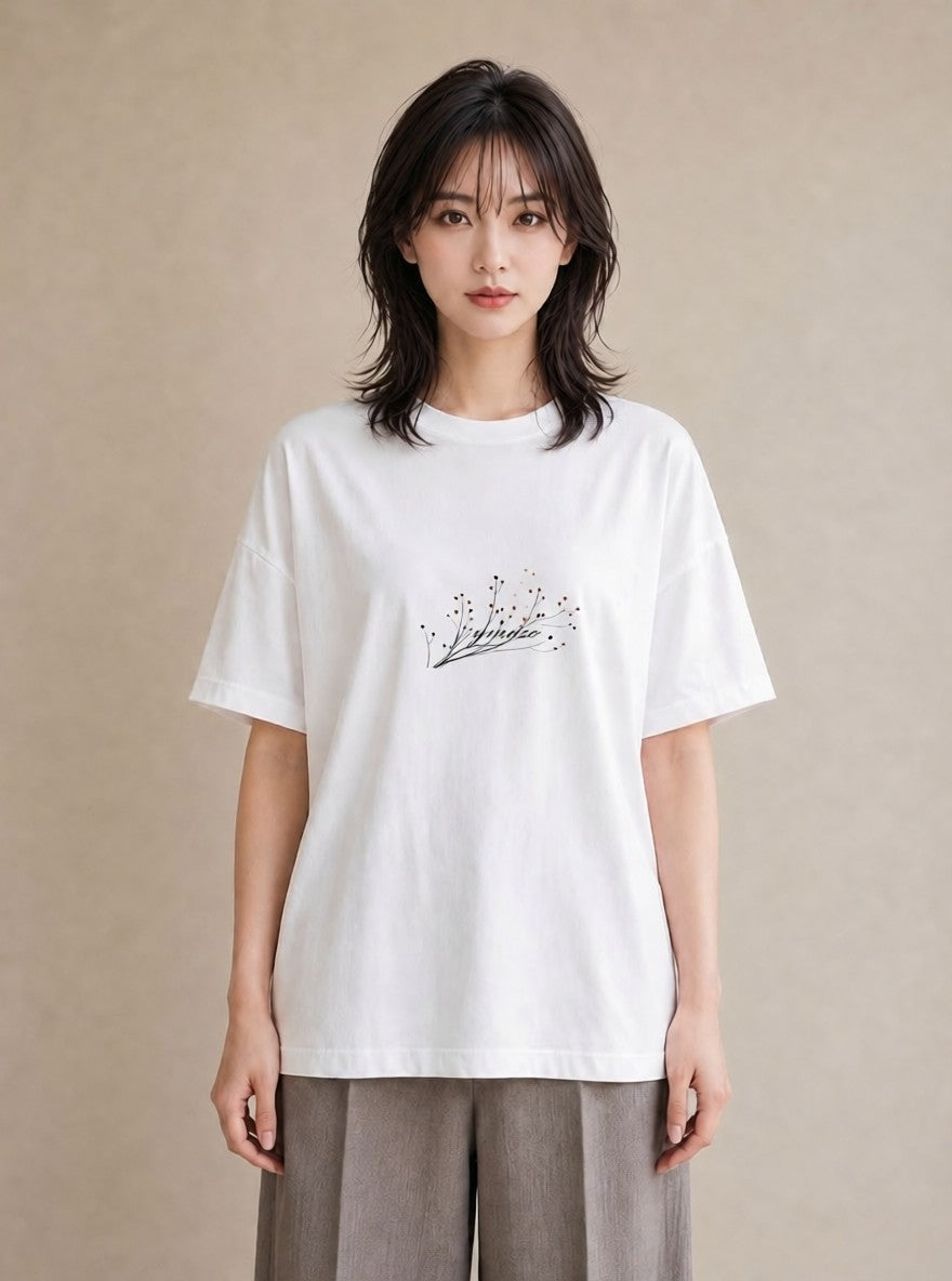 Tシャツ レディース さくら 桜 桜の枝 イラスト モード 自分用 ルームウェア 白T
