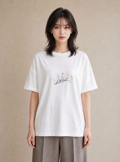 Tシャツ レディース さくら 桜 桜の枝 イラスト モード 自分用 ルームウェア 白T