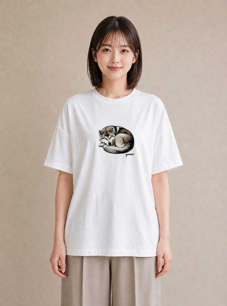 Tシャツ レディース 秋田犬 犬 いぬ イラスト カフェコーデ 敬老の日 ホワイトデー 白T