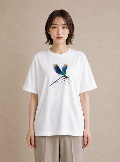 Tシャツ レディース ホタル 昆虫 虫 イラスト ラフカジュアル 買い物 夏コーデ 白T