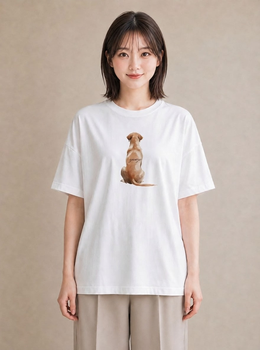 デザインTシャツ レディース わんちゃん 犬 いぬ イラスト ラフカジュアル 女性 旅行用 白T