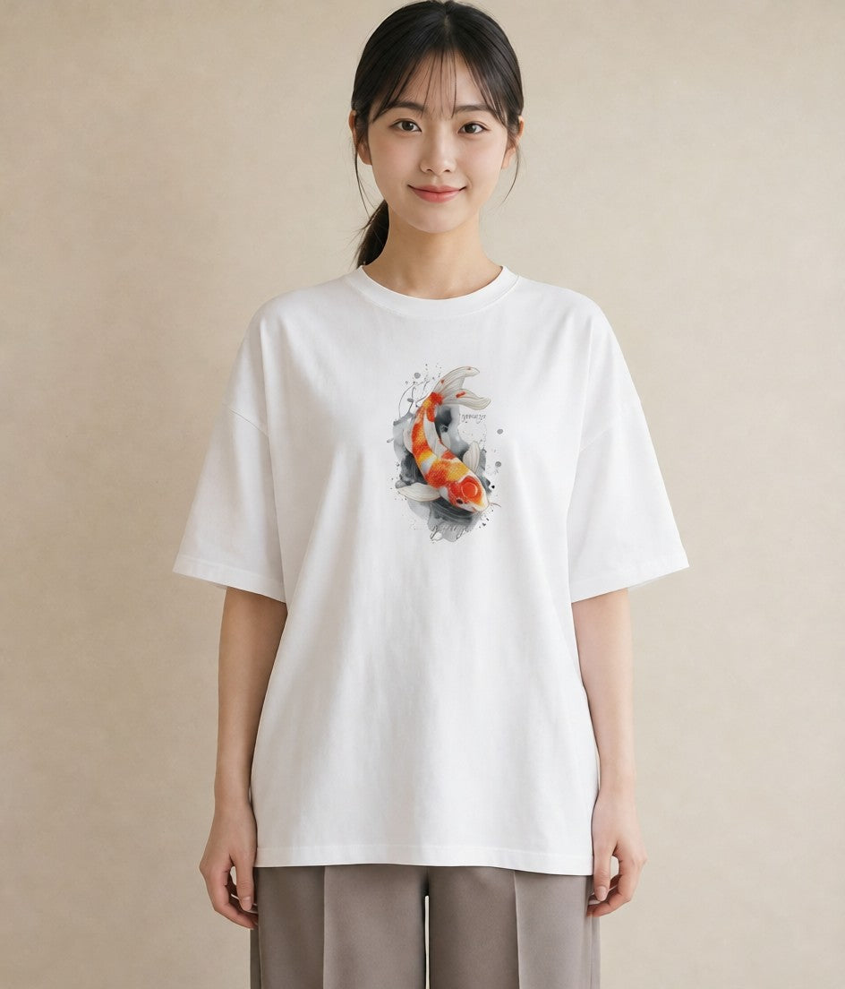 Tシャツ レディース らんちゅう ペット 動物 イラスト 部屋着 女性向けギフト 白T