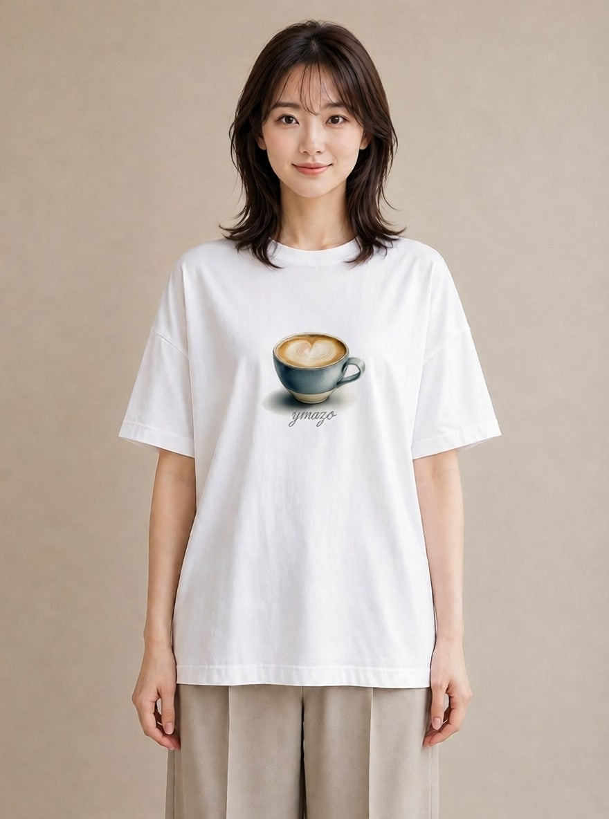 プリントTシャツ レディース コーヒー 珈琲 カフェ 食べ物 フード イラスト ボタニカル レイヤード 友達ギフト 白T