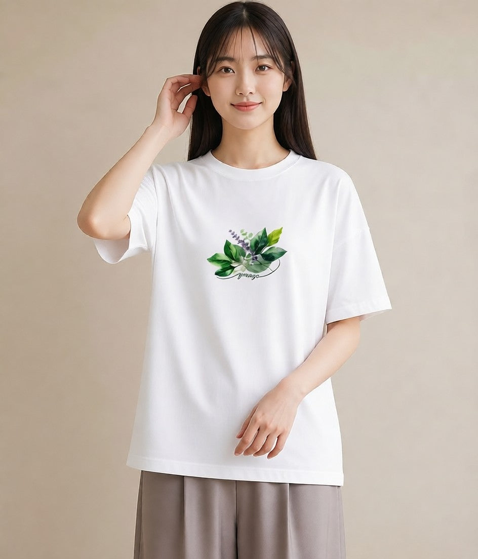 半袖Tシャツ レディース ハーブティー 食べ物 フード イラスト ニュアンス 女子会 お揃い 白T