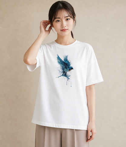 プリントTシャツ レディース セキセイインコ ペット 動物 イラスト ゆるコーデ 母娘コーデ 自分用 白T