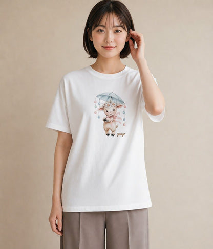 Tシャツ レディース アルパカ 動物 アニマル イラスト 旅行コーデ 自分用 ルームウェア 白T