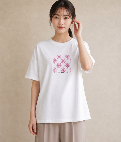 グラフィックTシャツ レディース 雪の結晶 星空 宇宙 イラスト フェミニン 女子会 お揃い 白T