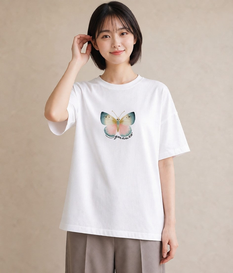 グラフィックTシャツ レディース ホタル 昆虫 虫 イラスト ユニーク 海 カフェ巡り 白T