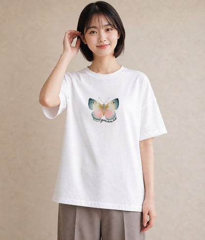 グラフィックTシャツ レディース ホタル 昆虫 虫 イラスト ユニーク 海 カフェ巡り 白T