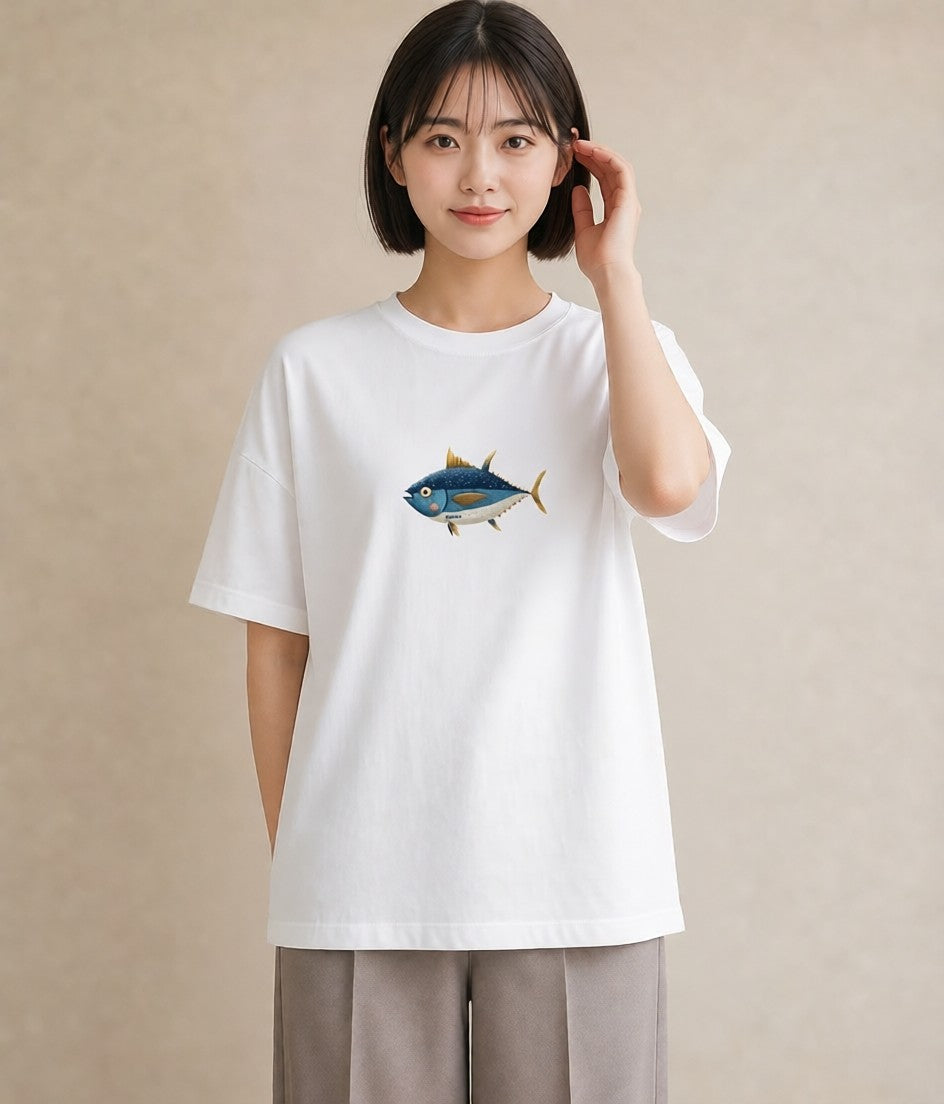 半袖Tシャツ レディース マンボウ 海の生き物 海 イラスト ポップ 春服 ミセス 白T