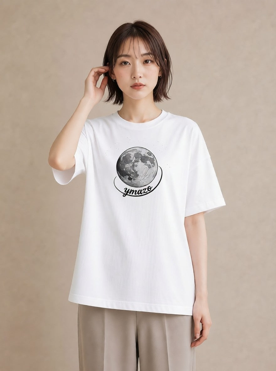 グラフィックTシャツ レディース 月 星空 宇宙 イラスト 旅行コーデ 秋コーデ おしゃれギフト 白T
