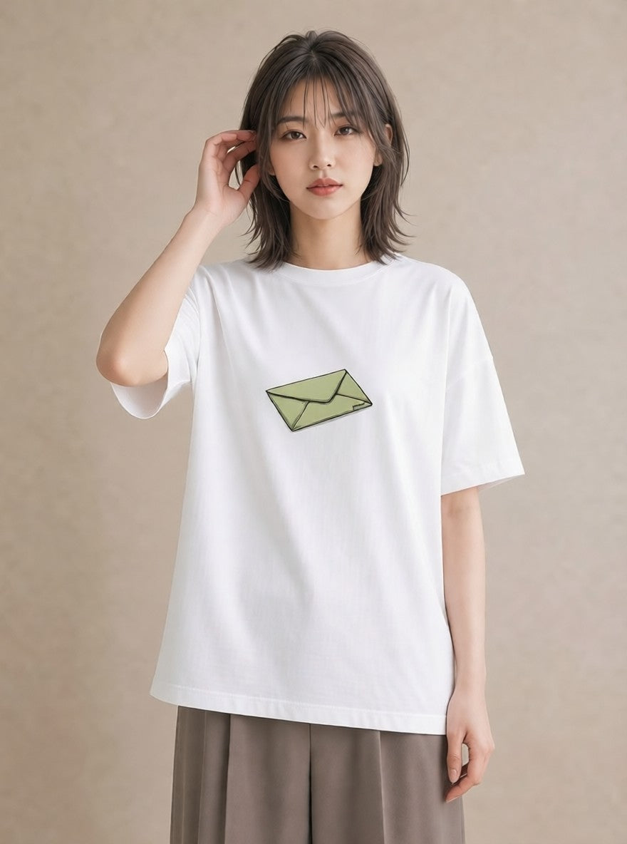 半袖Tシャツ レディース 封蝋 手紙 アンティーク ナチュラル イラスト ユニーク ホワイトデー 春服 白T
