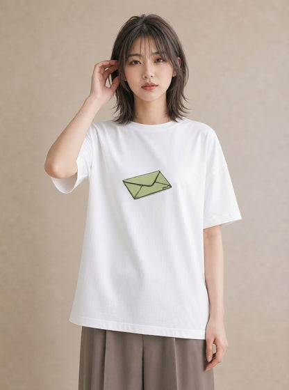 半袖Tシャツ レディース 封蝋 手紙 アンティーク ナチュラル イラスト ユニーク ホワイトデー 春服 白T