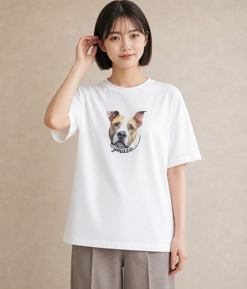 デザインTシャツ レディース 愛犬 犬 いぬ イラスト お洒落 女子会 お揃い 白T