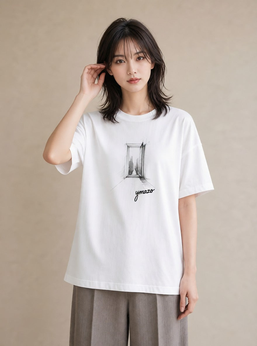 Tシャツ レディース 窓辺の椅子 窓辺 椅子 ナチュラル アンティーク イラスト お洒落 ギフト 母の日 白T