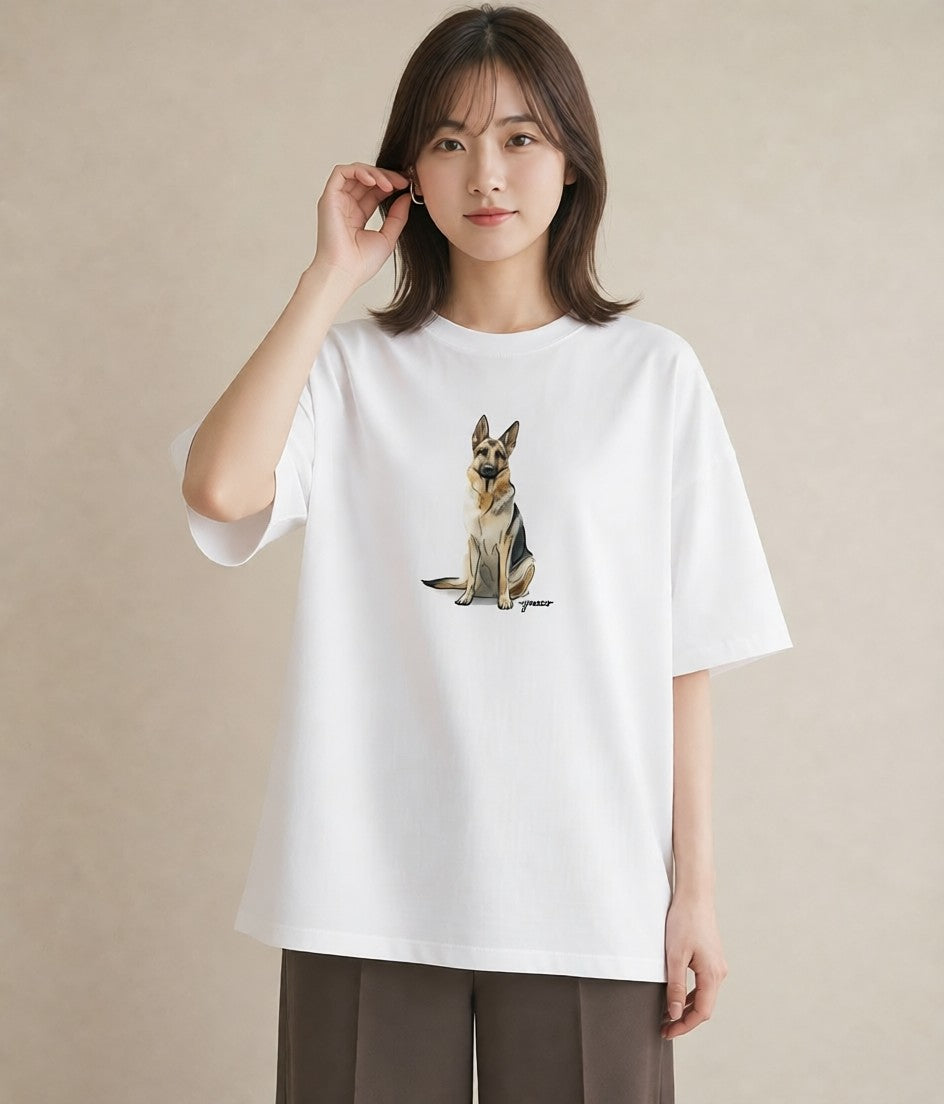 半袖Tシャツ レディース 保護犬 犬 いぬ イラスト ニュアンス 通勤 在宅 白T