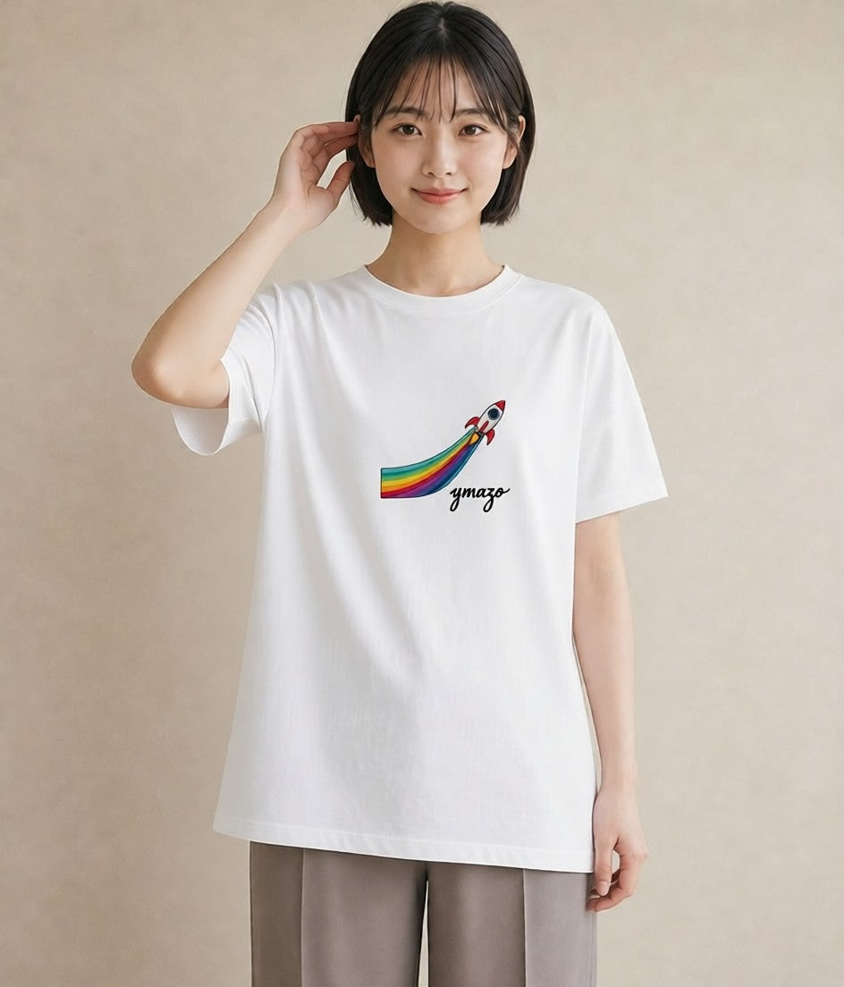 グラフィックTシャツ レディース ロケット 星空 宇宙 イラスト レトロ デート 帰省 白T