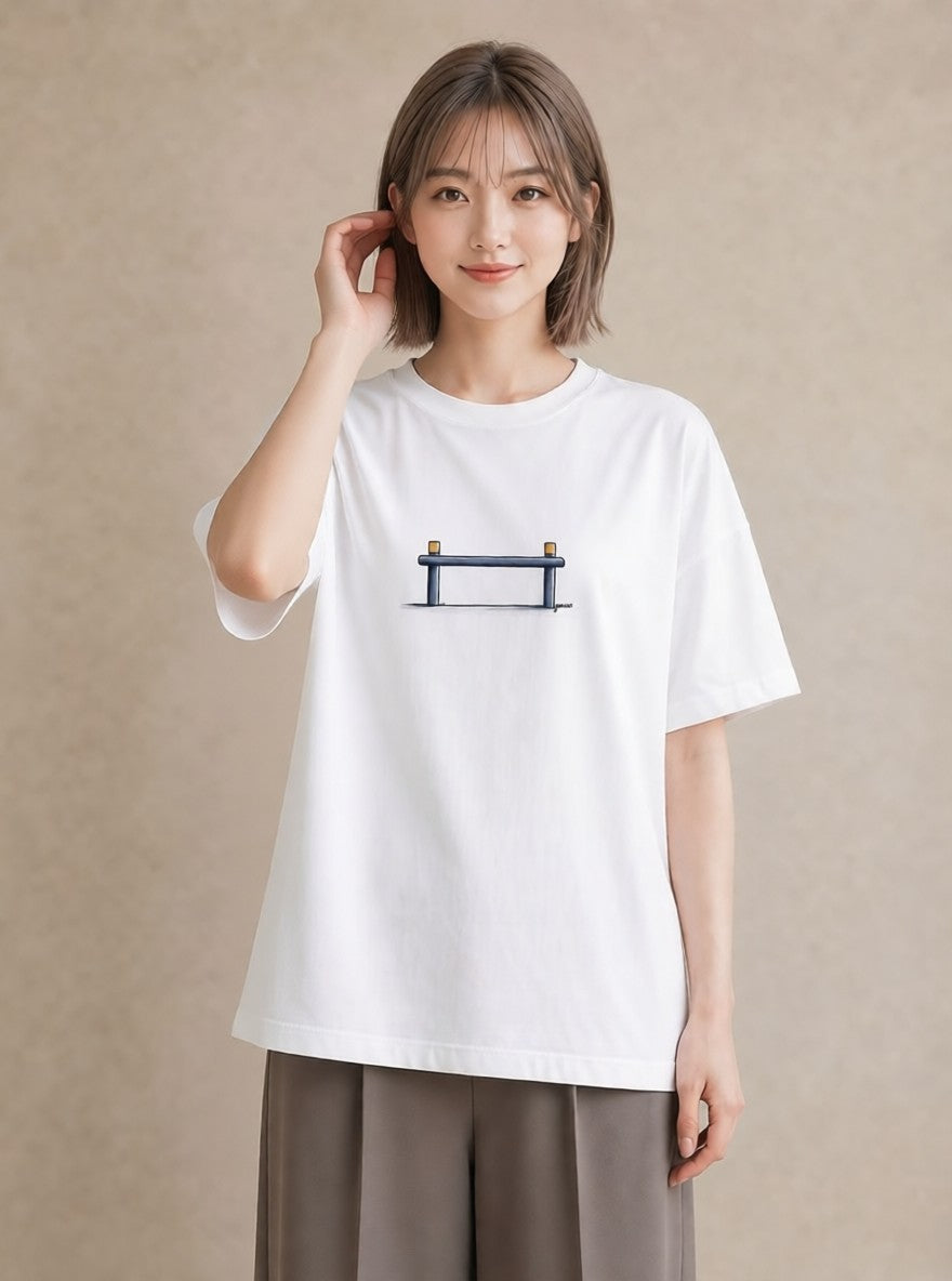 半袖Tシャツ レディース 桟橋 水辺 波止場 ナチュラル アンティーク イラスト ポップ 部屋着 女性向けギフト 白T