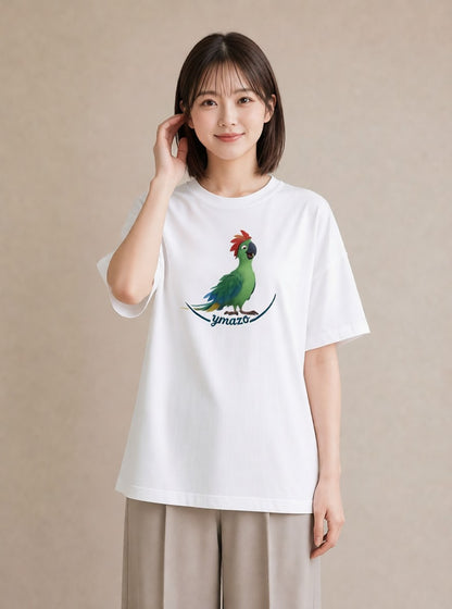 Tシャツ レディース ボタンインコ ペット 動物 イラスト モード 友達ギフト 部屋着 白T